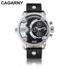 Cagarny Watches Men Luxury Strap Quartz Dual Time Zone Sports Wristwatch