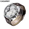 Cagarny Watches Men Luxury Strap Quartz Dual Time Zone Sports Wristwatch