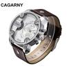 Cagarny Watches Men Luxury Strap Quartz Dual Time Zone Sports Wristwatch