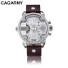 Cagarny Watches Men Luxury Strap Quartz Dual Time Zone Sports Wristwatch