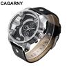 Cagarny Watches Men Luxury Strap Quartz Dual Time Zone Sports Wristwatch